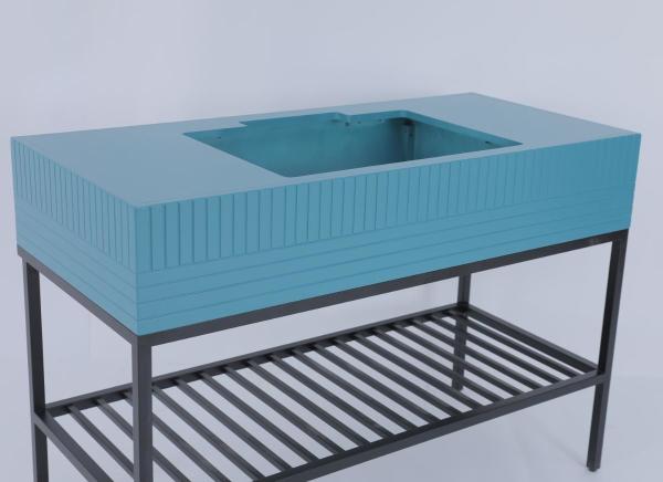 Stainless Custom Modern Bathroom Vanity With Metal Console