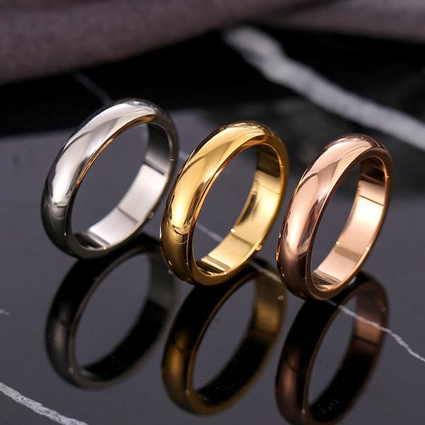 Unisex Stainless Steel Gold Ring Set 5# 6# Couple Engagement Rings