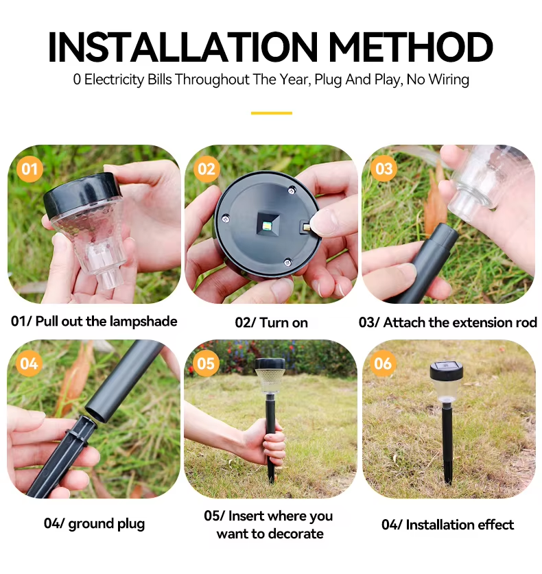 Tri color changing light and solar lawn light, courtyard garden path decorative light