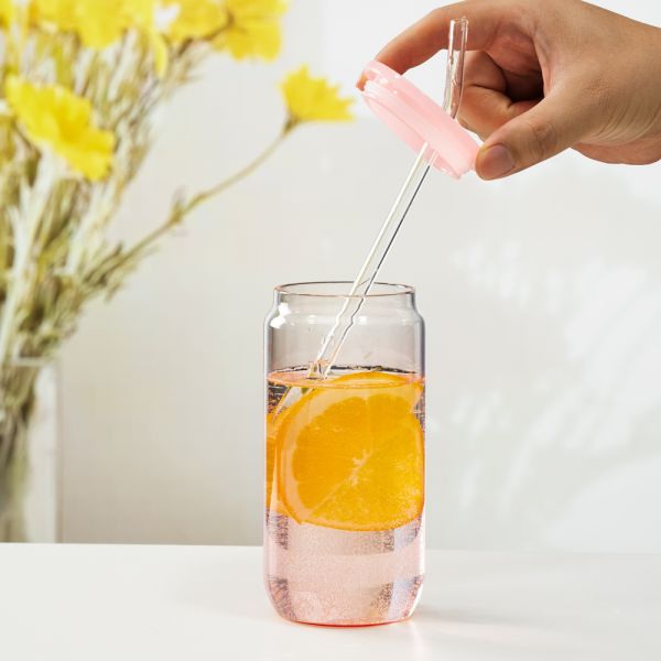 Modern Minimalist Eco-friendly High Borosilicate Glass Tumbler Universal Handle Cup Portable Reusable Cork Cap Dishwasher Safe