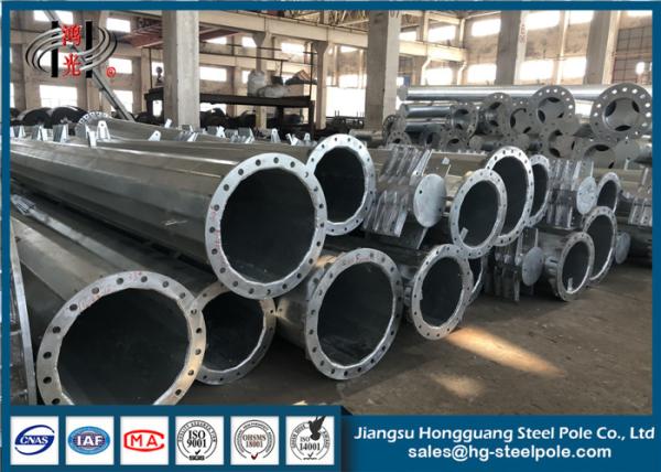 Octagonal Electric Steel Pole , Steel Anti Corrosive power distribution poles Q345