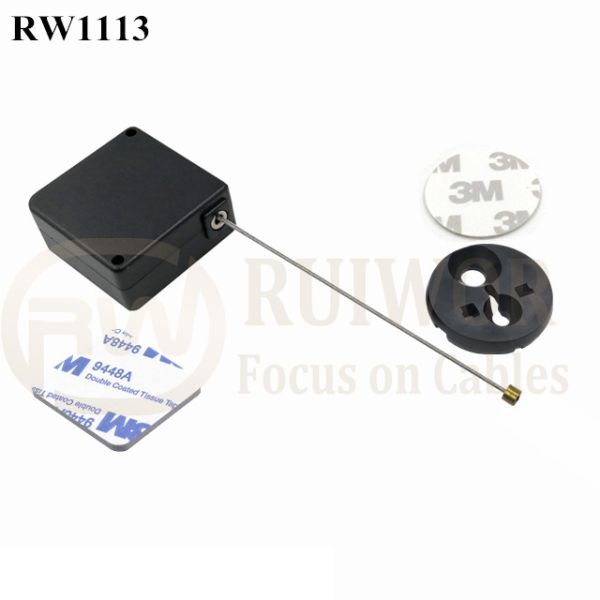 RuiWor RW1113 Square Retail Display Security Cable Tether Plus Dia 30mm Circular Adhesive ABS Thick Plate