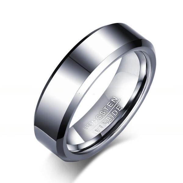 Basic Men's 6mm Tungsten Carbide Ring Polished Plain Silver Black Gold Rose Gold Comfort Fit Wedding Engagement Band Made