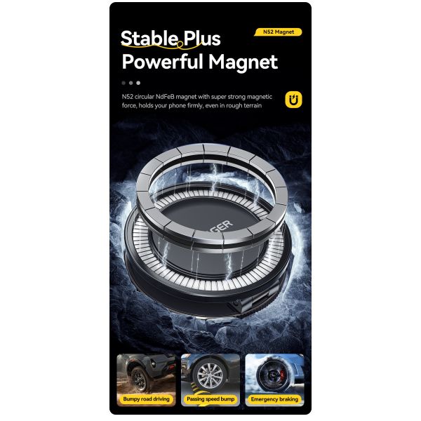 ESSAGER ES-ZJ35 Vacuum Suction Magnetic Car Mobile Phone Holder Foldable Zinc Alloy