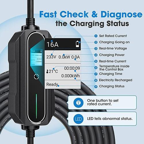 Estação de carregamento portátil do veículo elétrico da casa do carregador 220V 3.5kw do nível 2 16A EV