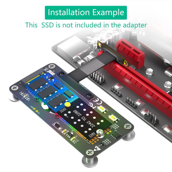 PCI- E X1 to M.2 NVME NGFF SSD Adapter Extension Cable With Cooling Fan and Automatic Discoloration LED.