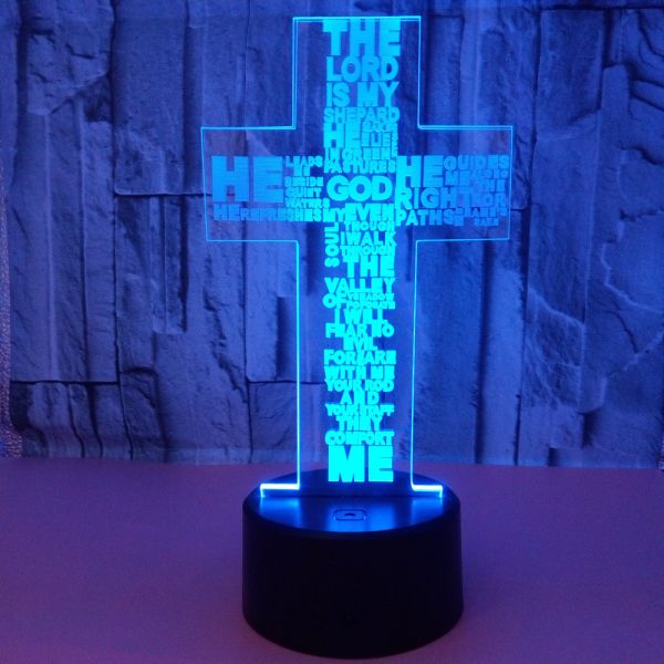 Custom religion sign words picture Cross Christian 3D night Lights LED Vision USB lamp