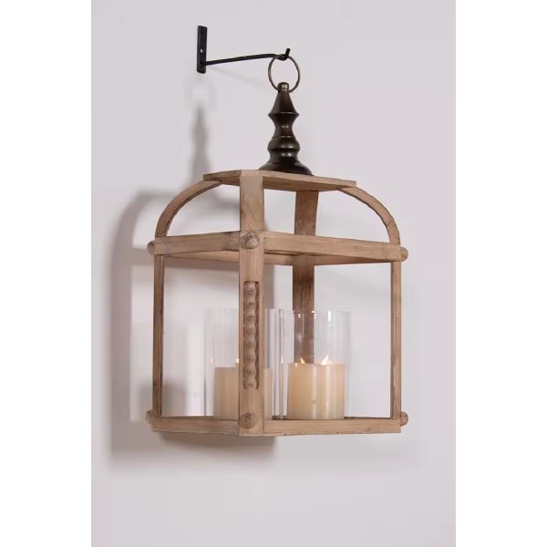 Wood Carved Candle Holders Pillar Glass Candle Lanterns Holder