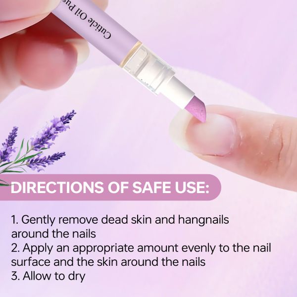 Focstar 2-in-1 Nail Care Pen with Nourishing & Gentle Exfoliation Lavender Scent Cuticle Oil Pusher Pen
