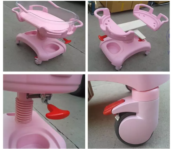 Pesebre ajustable inclinable del bebé del hospital del OEM de las manivelas del ABS dos