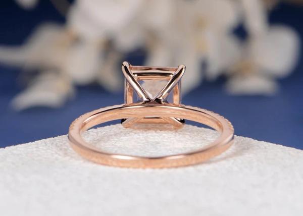 Tamaño real de Diamond Jewellery Ring Princess Cut 6×6m m del Morganite