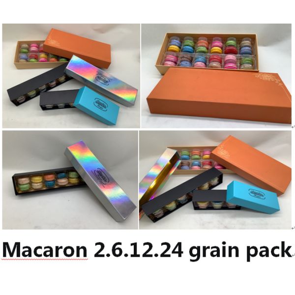Современный дизайн 12 шт Macaron Упаковка Высококачественная бумажная коробка с пластиковой внутренней частью