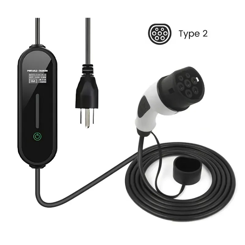 Тип 2 32A экранный дисплей портативный зарядное устройство AC EV для защиты от температуры