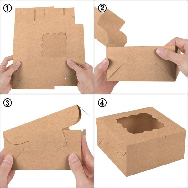 Hallow Window Kraft Paper Packaging Box For Bakery Cookie