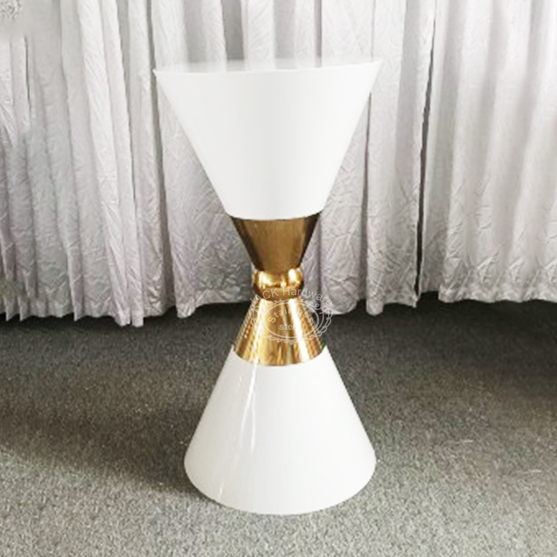 WENDING White & Gold Hourglass Cocktail Poseur Table – Luxury Hotel Bar Stand