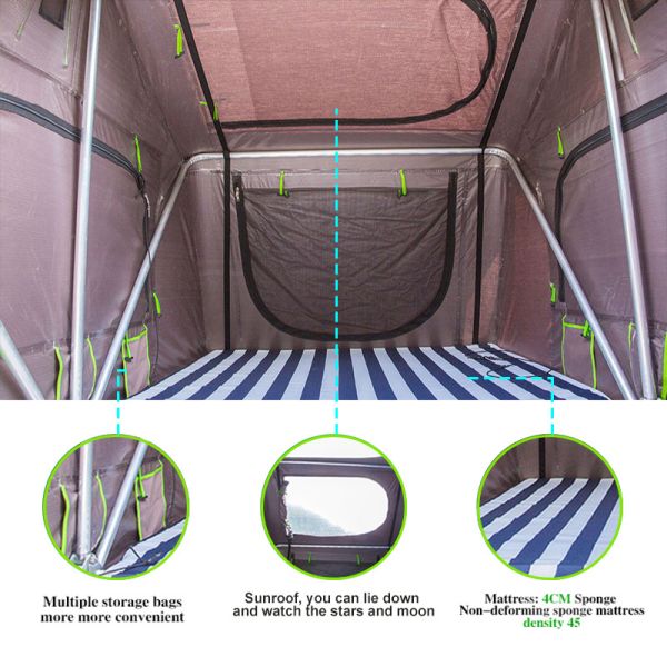 Шатер водоустойчивой крыши крыши раковины располагаясь лагерем автомобиля человека 4x4 4 алюминиевой мягкой верхний с комнатой дополнения