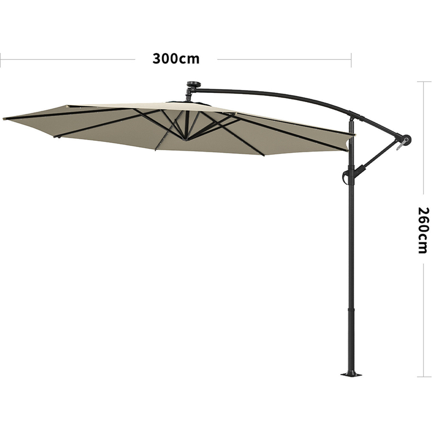Customized Color Garden Umbrella with Light Waterproof Commercial Restaurant Cantilever