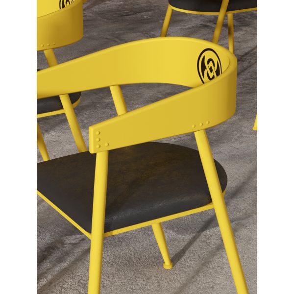 Customizable Color Industrial Style Oil Drum Table and Chair Set with Durable Iron Frame and Premium PU Leather