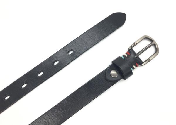 Fashion Womens Genuine Leather Belt With Colored Hand Stitches And Carved Buckle 1”(20mm) Wide