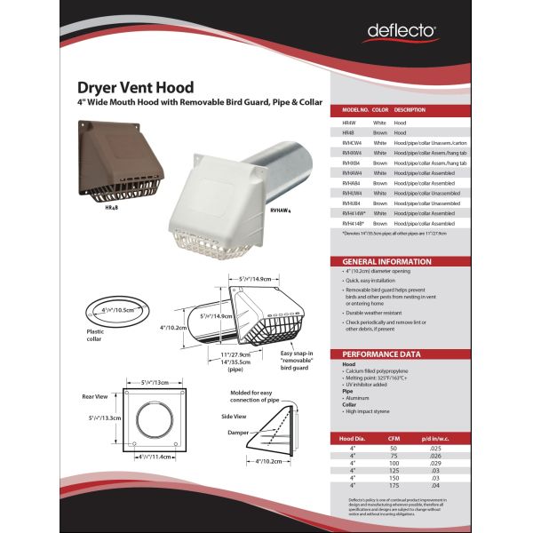 4 Inch Air Venting Set Dryer Vent Hood With Bulit in Grid Aluminum Wall Through Pipe