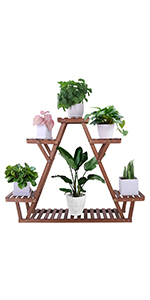 Wood Plant Stand Ladder Plant Shelf, Flower Pot Display Rack Freestanding Planter Holder for Organizer Multiple