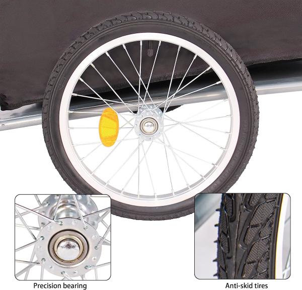 Bike Trailer Cargo Foldable Max Load, 2x16'' Inflatable Wheels, Aluminum Bicycle Cargo Trailer w/Hitch, for Lugg