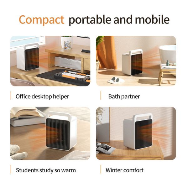 ABS 900W Mini Smart Tabletop Portable Electric Warmer Handy Desktop PTC Fan Heater