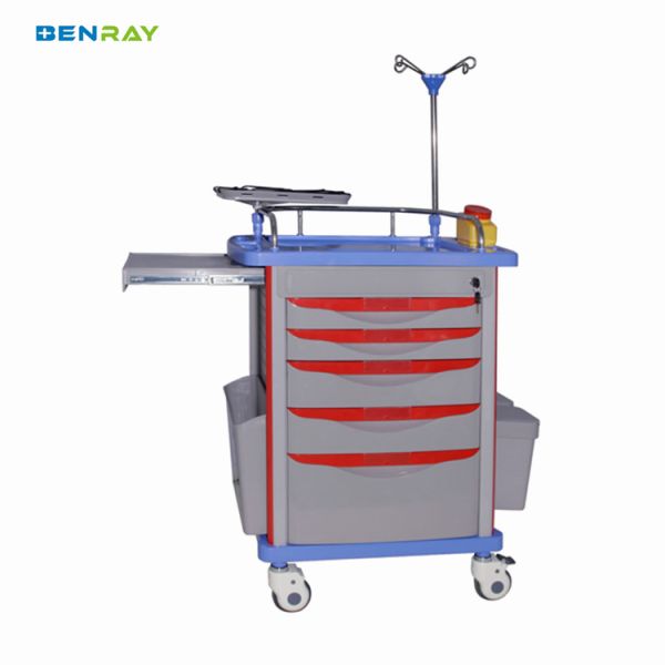 Hospital Medical Records Crash Cart  ABS Emergency Medical Cart Trolley  with Drawers Trolley Medical