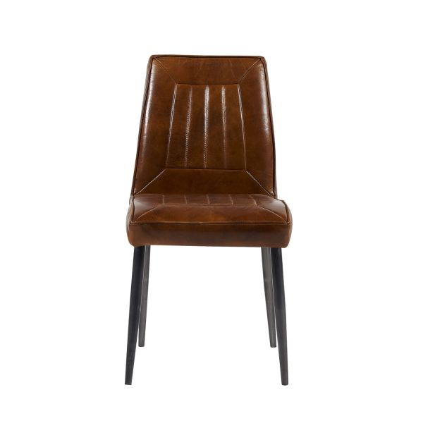 Contemporary Brown Leather Dining Room Chairs Super Soft Sponge American Style