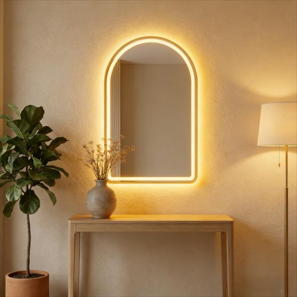 LED Arched Frameless Bathroom Mirror - High Accurate Color Rendering| IP44 Waterproof | Minimalist Illuminated Vanity Mirror