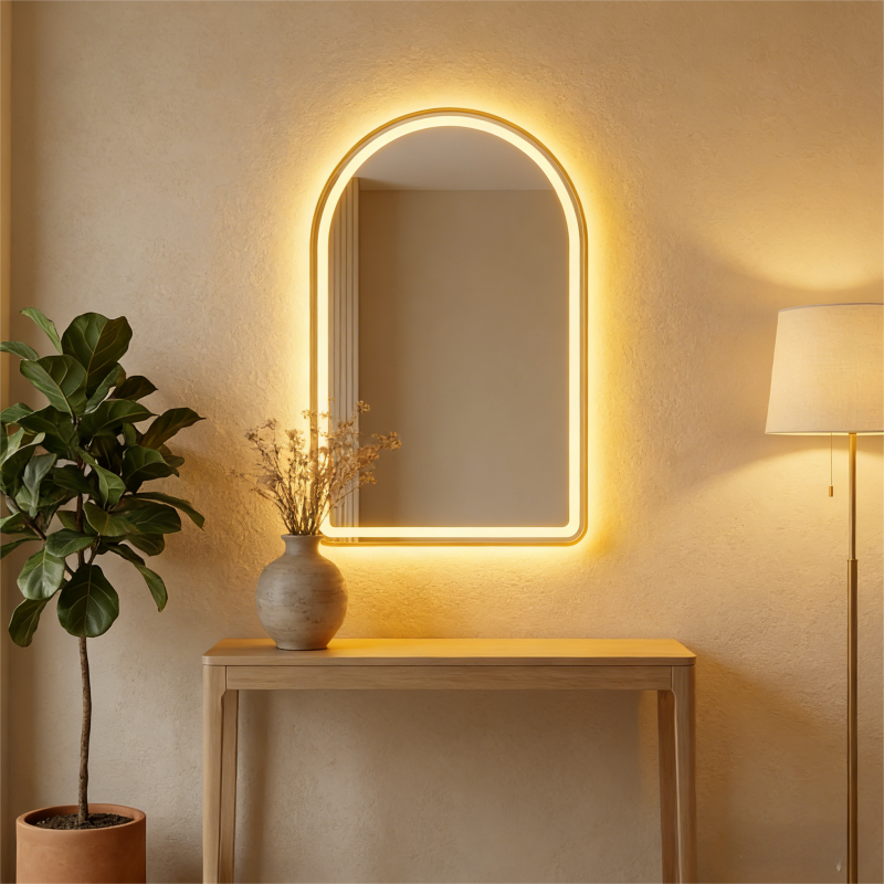 Smart LED Lighted Mirror for Bathroom Adjustable Brightness & Color Temperature 3 Color Modes Lighted Makeup Mirror