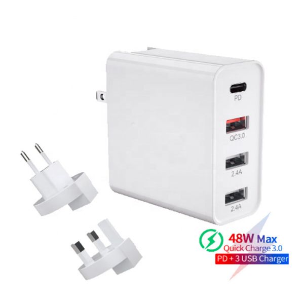 Над типом переходником USB предохранения от напряжения тока стены QC 3,0 PD 48W США c