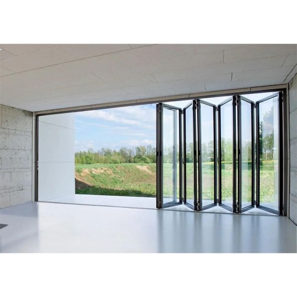 Porte de patio extérieure pliante en aluminium de haute qualité avec une résistance supérieure à la corrosion
