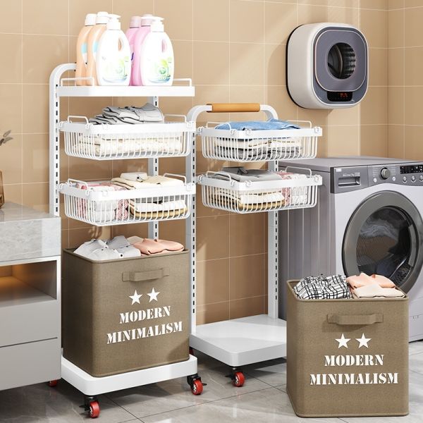 2 Tiers Collapsible Dirty Hamper Stand Laundry Clothes Other Vegetable Storage Fruit Metal Wire Washing Baskets with Handle