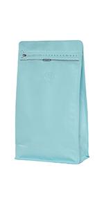 Golden High Barrier Aluminumed Foil Flat Bottom Standing Coffee Beans Storage Bags, Reusable Sealable Side Zipper