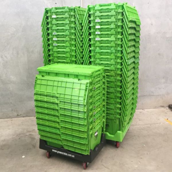 High Strength Stacking And Nest Warehouse Logistic Turnover Round Trip Totes With Hinged Lid Round Trip Plastic Totes Attached Lid Container Nest Storage Tote Box Distribution Warehouse Storage