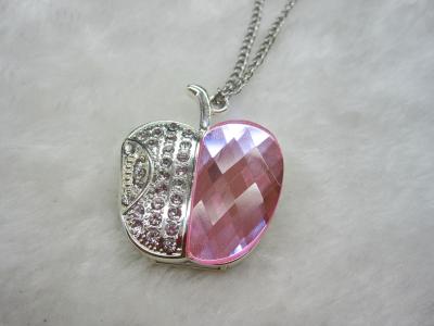 Diamond Necklace Apple Shape Jewelry 2.0 USB flash drive 16Gb for Souvenir Gifts