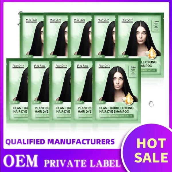 Pureestyle Fast Bubble Hair Color Shampoo 3 in 1 Plant Formula Hair Dye Foam Grey Coverage OEM Available