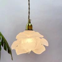 Lumière accrochante nordique de fleur d'intérieur à la maison en verre moderne blanche de lampe pendante