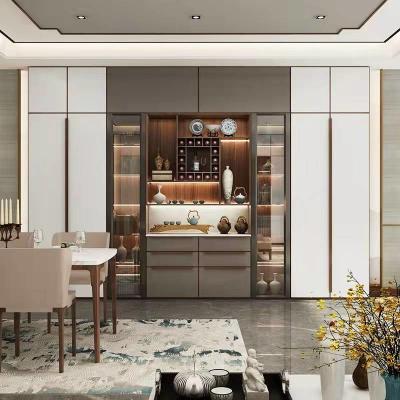 MC WORLD Sideboard Wooden Sideboard Cabinet Contemporary With Marble Tabletop