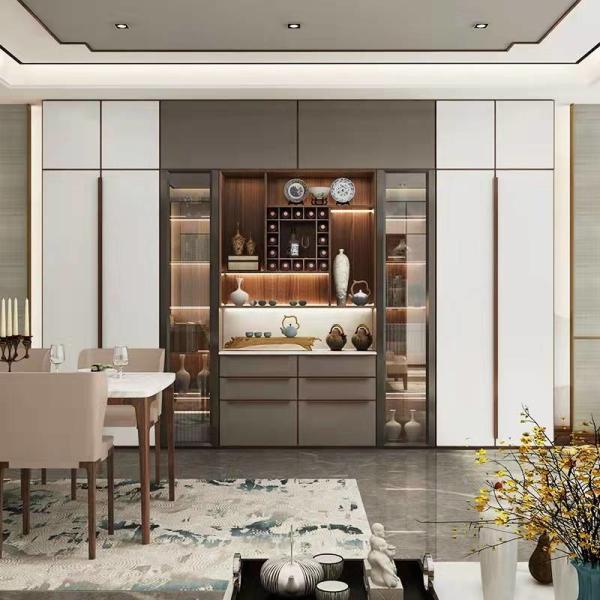 MC WORLD Sideboard Wooden Sideboard Cabinet Contemporary With Marble Tabletop