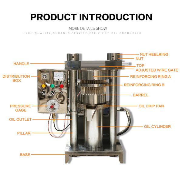 220V/380V Cocoa Oil Expeller Commercial Cocoa Butter Hydraulic Oil Press/ Walnut Oil Press Machine for Cold Hot Pressing