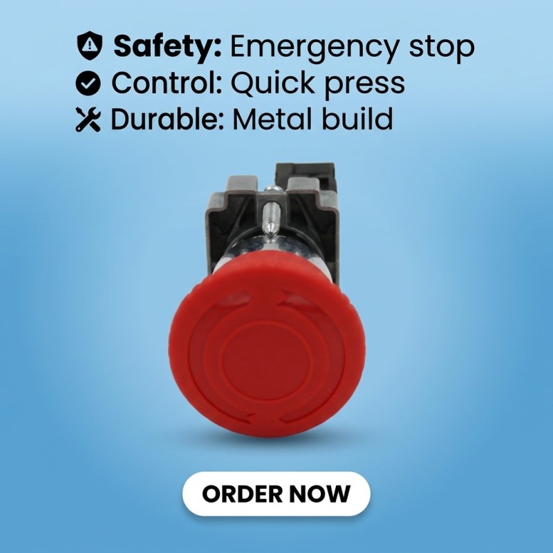 XB2-BS542 Emergency Push Button Switch with 22mm Emergency Stop Switch Button Max. 10A Current