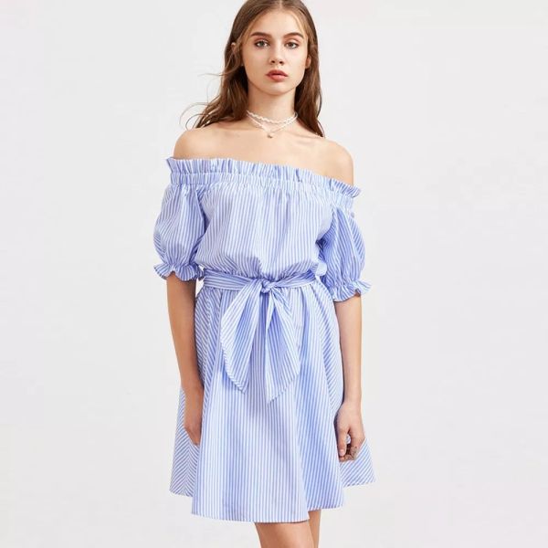 High Quality Comfortable Sexy Ladies Women Off The Shoulder Casual Dresses