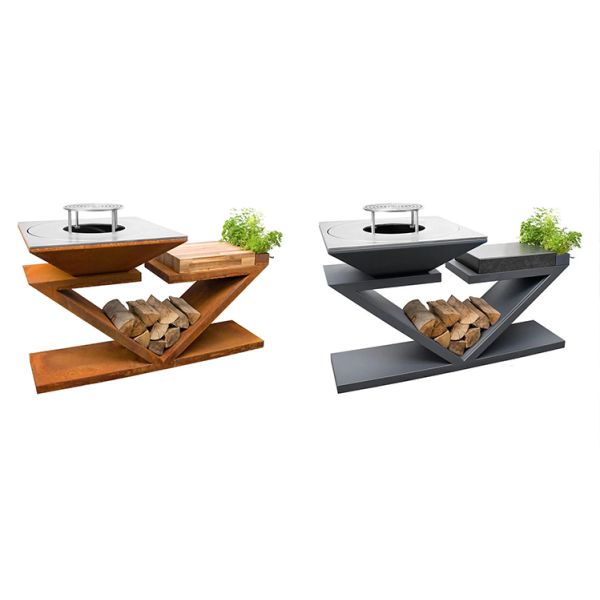 На открытом воздухе чернота высокой температуры покрасила Древесин-горя стальной гриль угля барбекю