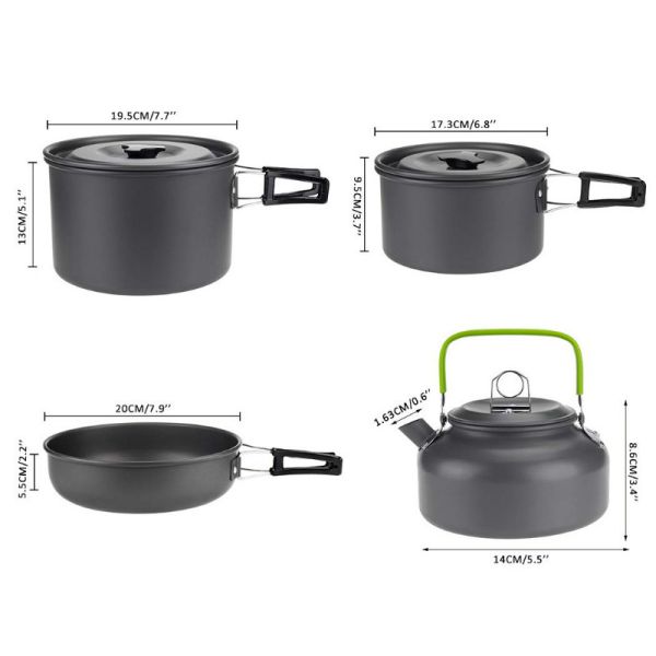 Outdoor Kitchen Aluminum Camping Pot and Pans Cookware Set with Fast Shipping Cost