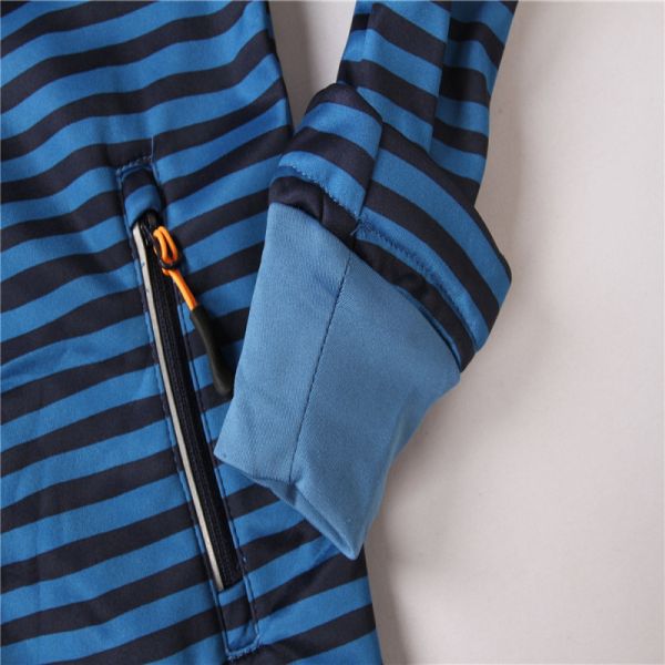 Stockpapa blue Striped Children's Winter Clothes Softshell Hooded Jacket