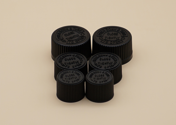 PP Plastic Child Resistant Closure Ribbed For Cosmetic Packaging Bottle