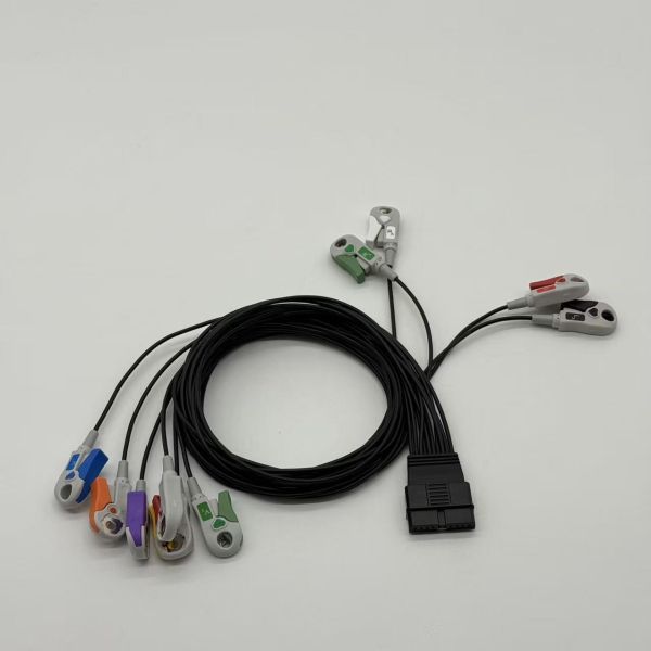 10-Lead ECG Holter Cable with TPU Jacket Compatible for Schiller MS-12 and Cardiovit FT-1