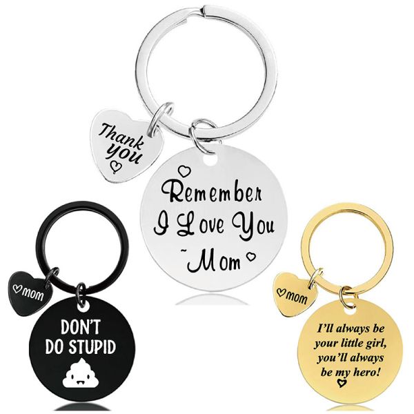 Key chain pendant Mother's Day gift Christmas stainless steel hanging ornaments engraved words logo key chain wholesale